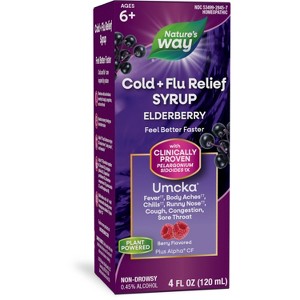 Nature's Way - Cold + Flu Relief Syrup Umcka, Elderberry, 4 Oz - 1 of 4