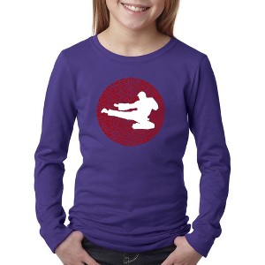 LA Pop Art Girl's Word Art Long Sleeve -Types of Martial Arts - 1 of 4