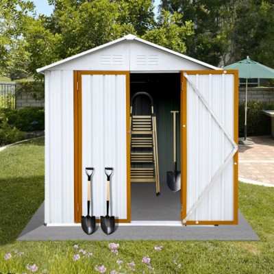 Syemin Storage Sheds 6ftx4ft Outdoor Storage ShedPeaked Roof Waterproof for Garden, Backyard, Sundries, White, 66.02"*38.19"*72.83"