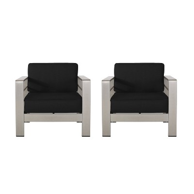 Christopher Knight Home Cape Coral Outdoor Aluminum Club Chairs  with Sunbrella Cushions (Set of 2)