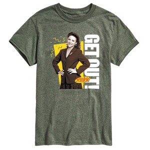 Men's Seinfeld Elaine Get Out Short Sleeve Graphic T-Shirt - Heather Military Green - Large - 1 of 4