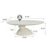 GDFStudio Arin Modern Fiberglass Oval Coffee Table with Sculptural Pedestal Base - 3 of 4