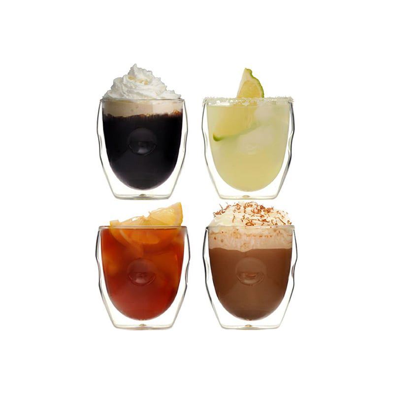 Ozeri Set of 4 Double Wall 8oz Hot and Cold Drink Glasses, Moderna Artisan Series, 1 of 6