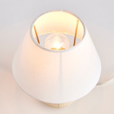 Petite White Rattan Sphere Mini Lamp Set