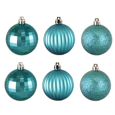 Northlight 100ct Turquoise Blue Shatterproof 3-Finish Christmas Ball Ornaments 2.5" (60mm)