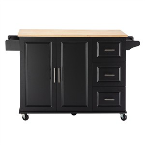 ELJGET Kitchen Island with Storage Rolling Kitchen Cart Storage Cart with Drop Leaf Countertop, Storage Cabinet and 3 Drawers for Dinning Room - 1 of 4