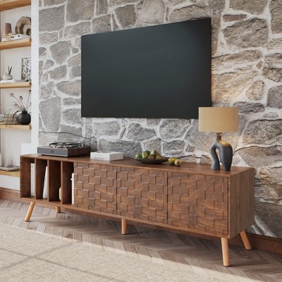 ORRD 70" Mid-Century Modern TV Stand, Media Console for TVs up to 80", Entertainment Center with 5 Solid Wood Legs, for Living Room, Bedroom