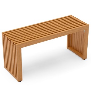 Tangkula 36 Inch Patio Bench All-Slat Acacia Wood Loveseat for 2 People 800 lbs Capacity - 1 of 4