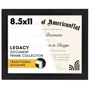 Americanflat 8.5x11 Diploma Frame with Shatter-Resistant Glass - Document Frame with Engineered Wood - Legacy Collection - Black - 1 of 4