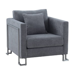 Heritage Fabric Upholstered Accent Chair: Armen Living, Sturdy Frame, Metal Legs, Includes Toss Pillow - 1 of 4