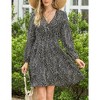 Women's Casual Long Sleeve Leopard Print Waist Wrap Dress - 4 of 4