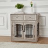 Dog Crate Furniture with 2 Drawers & 3 Doors – Indoor Dog Kennel TV Stand & Side Table - 4 of 4