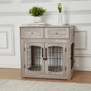 Dog Cage, Indoor Kennel and Cage for Small, Medium and Large Dogs with Mat and 2 Storage Drawers with Side Table, Decorative Dog Cage for Home - 1 of 4