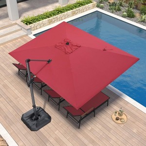 PURPLE LEAF Cantilever Umbrella Rectangle Outdoor Patio Umbrella Large Offset Hanging Umbrella with 360-degree Rotation Adjustable With Base - 1 of 4