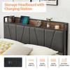 Linen Upholstered Bed Frame with Storage Headboard and 2 Drawers, Platform Bed with Built-in Charging Station - 2 of 4
