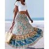 Women's Summer Boho Long Skirts Flowy High Waist A Line Maxi Skirts for Women Summer Pleated Floral Skirts Beach Skirts - 2 of 4