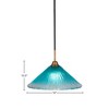 Toltec Lighting Paramount 1 - Light Pendant in  Matte Black/Brass with 16" Teal Crystal Shade - 2 of 2