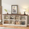 8-Cube Storage Organizer Bookshelf, 3-Tier Farmhouse Horizontal Wood Bookcase, 62" Long Low Storage Shelf for Entryway, Living Room - 3 of 4