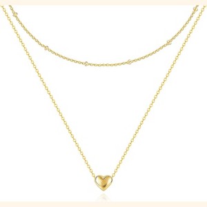 Gold Silver Heart Pendant Necklace Dainty Choker Love Jewelry for Women - 1 of 4