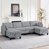 Mjkone Flexible Combination Reversible 4-Seater Modular Sofa with Storage Ottomans,Linen Rivet Design Convertible Sleeper Sofa - 3 of 4