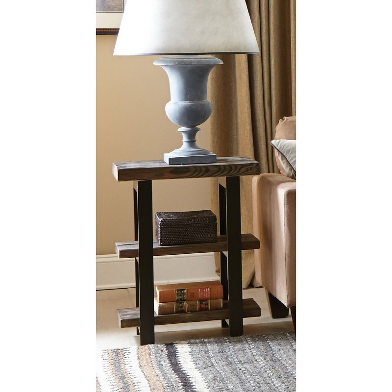 Pomona 2 Shelf End Table Reclaimed Wood Rustic Natural - Alaterre Furniture, 4 of 12