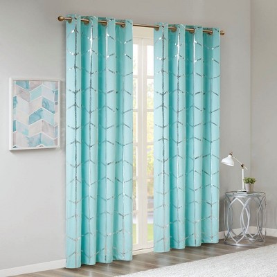 Kumasinova 84"/63" Full Blackout Curtains,Metallic Print Window Curtains Panel with Grommet Top,Kitchen Curtains for Living Room&Bedroom