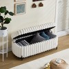 49.2'' Faux Fur Flip Top Storage Bench with Black Metal Legs,Ottoman Seat for Bedroom,Entryway or Living Room-Cuddlewood - 3 of 4
