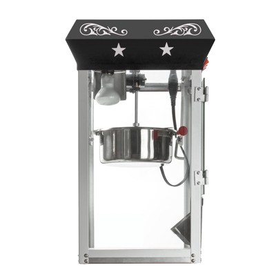 Old-Fashioned Black Steel Tabletop Popcorn Machine with Cart