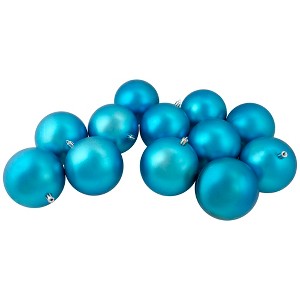 Northlight 12ct Shatterproof Matte Christmas Ball Ornament Set 4" - Turqioise - 1 of 3