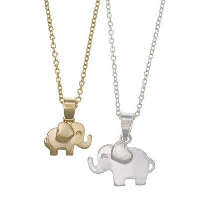FAO Schwarz Two Tone Elephant Necklace Set