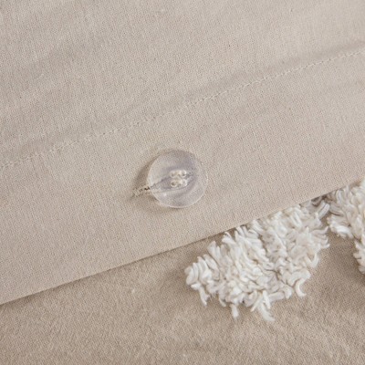 Viola Taupe Full/Queen Cotton Chenille Damask Duvet Set