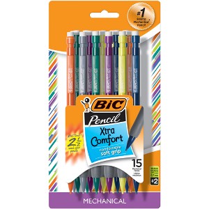 15ct .7mm #2 Mechanical Pencil Xtra Comfort - BIC: Black, Erasable, Plastic, Office Supplies, 3 Years & Up - 1 of 3