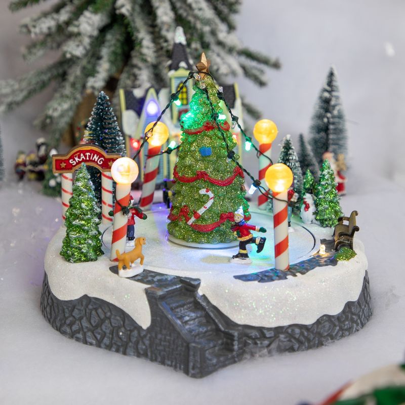 Northlight 9" Animated and Musical Ice Skaters Christmas Scene LED Lighted Village Display, 1 of 7