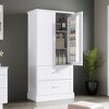 Tall Bathroom Storage Cabinet, Cabinet with Two Doors and Drawers, Adjustable Shelf, MDF Board - Leovsnove - 2 of 4