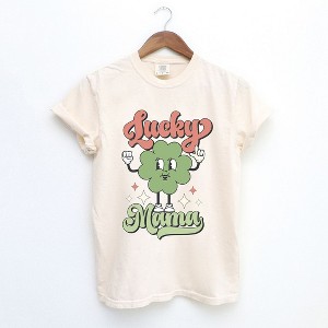 Simply Sage Market Women's Lucky Mama Clover Script Short Sleeve Garment Dyed Tee - 1 of 4
