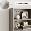 Garvee Farmhouse Bookcase with Doors 11.8in Deep Display Storage 23.6W x 71.4H Inches L-Shape Engineered Wood, Gray - 2 of 4