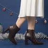 Perphy Women's Pointed Toe Side Zip Block Heeled Ankle Boots - 2 of 4