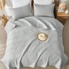 King Quilt Set, Light Grey Microfiber Coverlet, Reversible, Lightweight, Modern Geometric Design for All Seasons - 3 of 4
