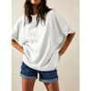 Imily Bela Womens Oversized Casual Summer Crew Neck Loose Dropped Short Sleeve Side Slit Hem Tunic Blouse Light - 2 of 4