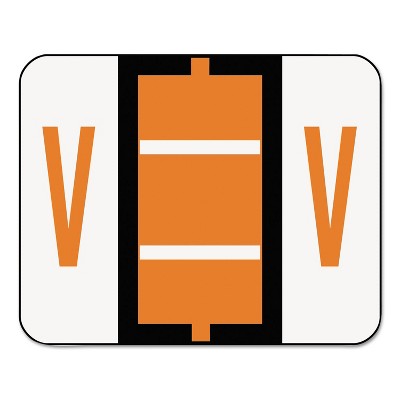 Smead A-Z Color-Coded Bar-Style End Tab Labels Letter V Dark Orange 500/Roll 67092