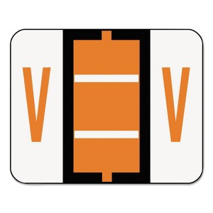 Smead A-Z Color-Coded Bar-Style End Tab Labels Letter V Dark Orange 500/Roll 67092 - 1 of 4