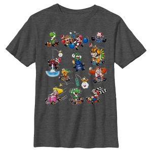 Boy's Nintendo Mario Kart Racers Action Mach Up Poster T-Shirt - 1 of 4