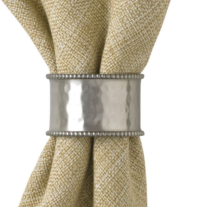 Park Designs Hammered Cuff Pewter Napkin Ring Set of 4, 3 of 5