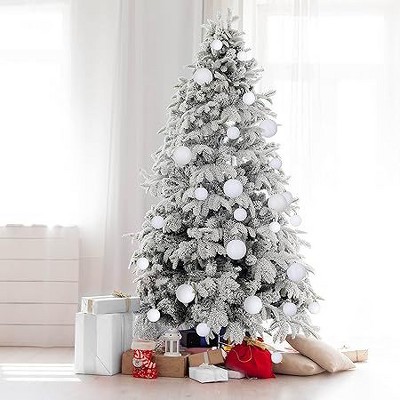White Shatterproof Plastic Christmas Ball Ornaments Set