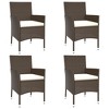 vidaXL Patio Dining Set with Cushions Outdoor Furniture Brown Poly Rattan - 35.4" Table Length 4 Items - 4 of 4