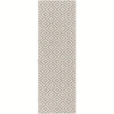 Elegant Geometric Light Gray 2' x 6' Outdoor Runner Rug