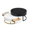 PAGED 31.5 Inch Round Coffee Table Simple Modern Side Table with 2 Storage Drawers and Golden Legs for Living Room, Bedroom - 4 of 4