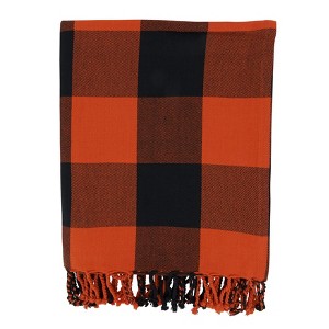 Saro Lifestyle Saro Lifestyle Cotton Throw With Buffalo Plaid Design, Orange/Black, 50"x60" - 1 of 4