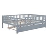 TIRAMISUBEST Twin/Full Size Daybed with Trundle and Fence Guardrails, Solid Wood Daybed Frame Sofa Bed with Slats Support for Bedroom Living Room - 4 of 4