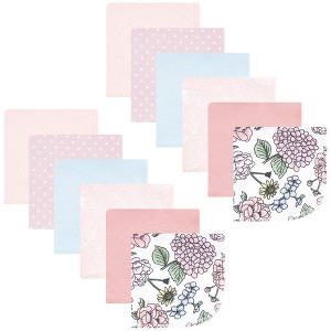Hudson Baby Infant Girl Flannel Cotton Washcloths, Vintage Blossom 12 Pack, One Size - 1 of 4